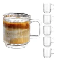Comprar Juego De 6 Tazas De Vidrio Premium, 12 Oz, Rayas Verticales