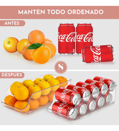 Organizador De Refrigerador Latas 13x10x34 Cm
