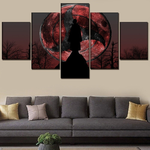 5 Cuadros En Canvas De Itachi Naruto Ojo Sharingan Luna