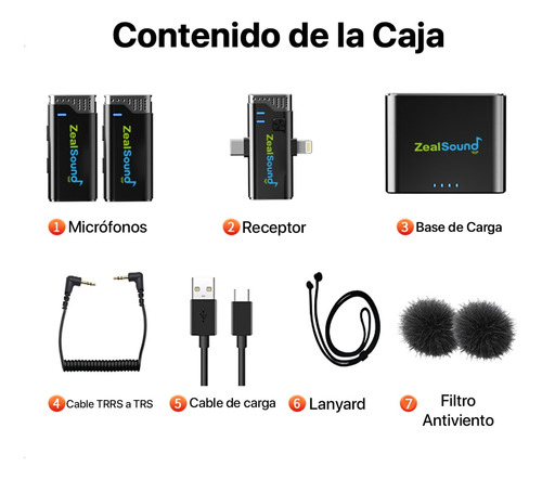 Micrófono Zealsound Inalámbrico Lightning Tipo C Universal