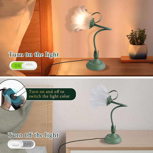 Bonita Lámpara De Mesa De Flores, Luz De Lectura Led, Lámpar