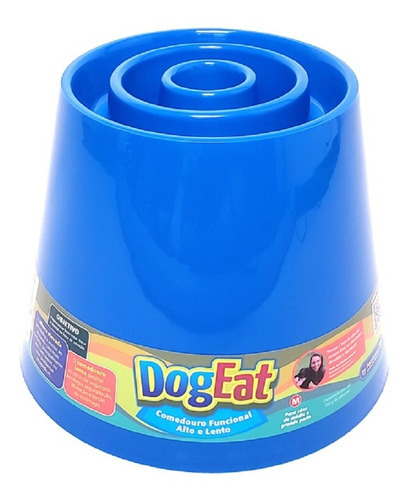 Comedouro Lento Alto Caes Medio Grande Dog Eat Pet Games Cor Azul