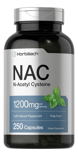 Nac N-acetyl Cysteine Horbaach 1200 Mg, 250 Capsulas, Menta