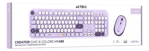 Kit Teclado Y Mouse Acteck Creator Mk485 Inalambrico Violeta Violeta Violeta