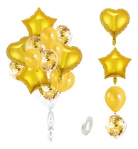 Comprar 14pcs Globos Set Látex Metálicos Confeti Corazón Estrella