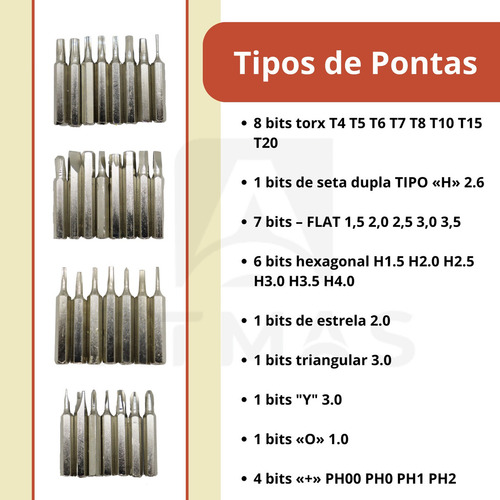 Kit Ferramentas Precisão Óculos Celular Jogo 30 Em 1 Chaves Cor 31 peças em 1