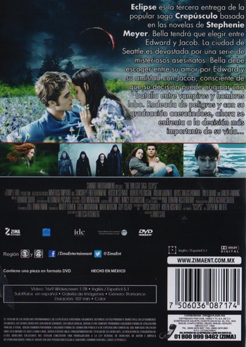 Eclipse Saga Crepusculo Robert Pattinson Pelicula Dvd