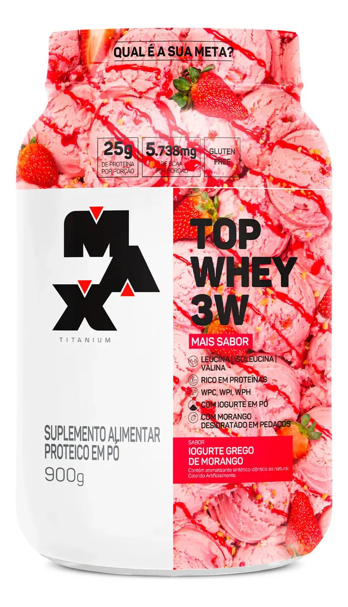 Whey 3w 900g Max Titanium Top Whey 3w Mais Sabor Iogurte Grego Whey Concentrado — foto 1 de 7