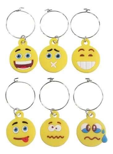 Marcadores De Taças Emoji 6 Peças Dynasty Houseware Níquel PVC