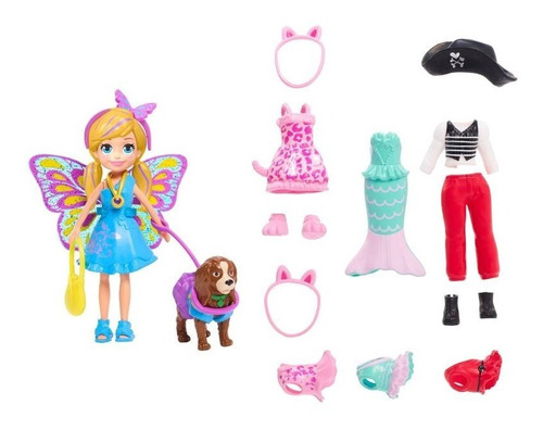 Polly Poccket Disfraces Muñeca Set X4 Disfraces Con Perro