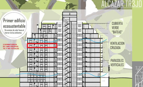 Venta Departamento 2 Dorm Piso 6to  D  Balcon Nueva Cordoba Edificio Autosustentable