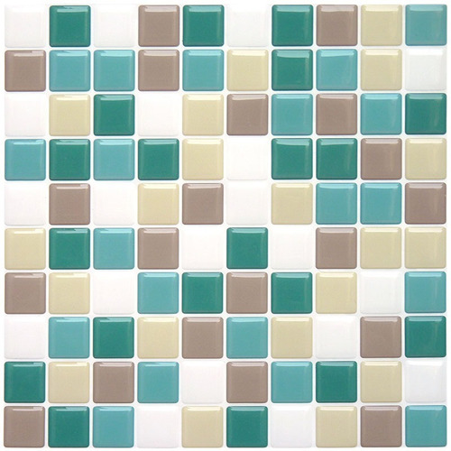 Pastilha Adesiva Resinada Kit 10 Placas Cobre 0,62 M2 Cor Colors 04 - Verde/bege