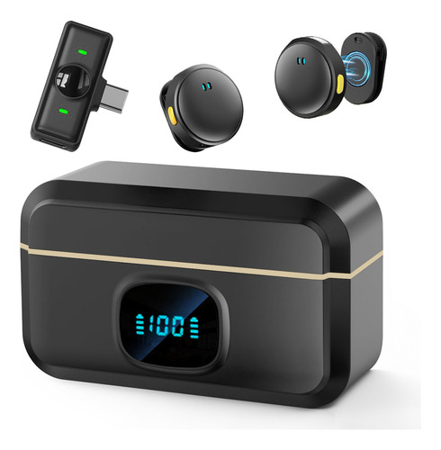 Microfono Inalambrico Profesional Microfono Para Celular Microfono Condensador Lavalier Microfono Bluetooth Gamer Microfono Para Podcast Microfono De Solapa Inalambrico Color Negro