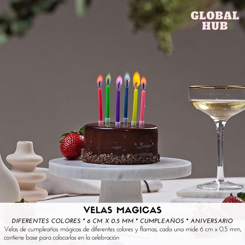 Set 36 Velas De Cumpleaños Aniversario Colores Fiesta Mágica