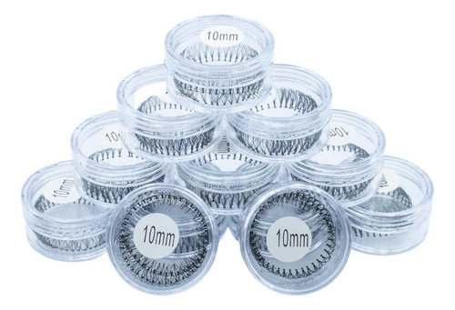 Kit 12 Cílios Tufo No Pote Alongamento Extensão Tufinho 10mm