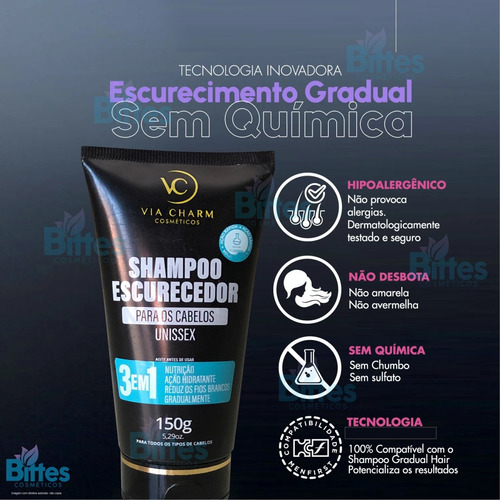 Shampoo Escurecedor Via Charm Fios Escuros E Nutridos Fios