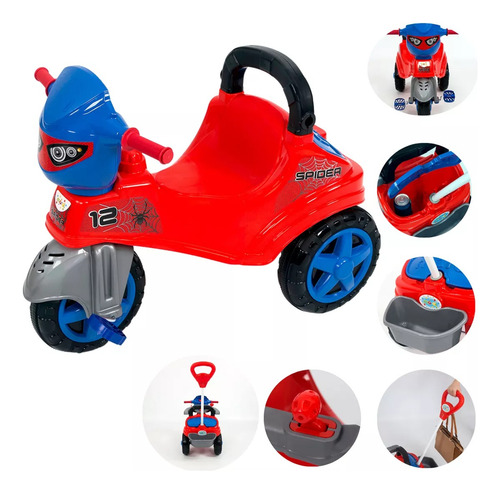 Triciclo Infantil Pedal Carrinho De Empurrar Com Haste