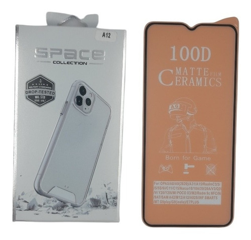 Forro Space + Vidrio  Compatible Con Samsung Galaxy A12