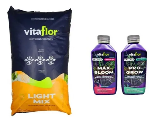 comprar Combo Vitaflor 50l + Fertilizantes Pro Grow Y Bloom 250ml