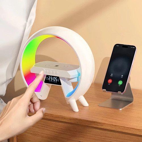Lámparas De Mesa Con Altavoz Bt Y Carga Inalámbrica Y Alarma