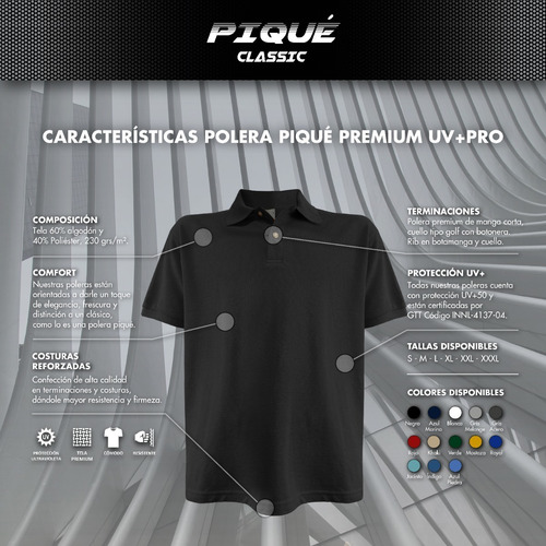 Imagen 5 de 7 de Polera Piqué Premium Textura Suave M/c Hombre Uv+