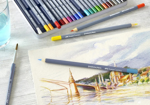 Lapices De Colores X12 Goldfaber Aqua Lata Faber Castell