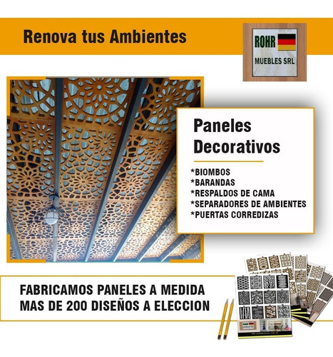 Imagen 7 de 8 de Divisor De Ambientes Panel Calado Biombo 180cm X80cm X15mm