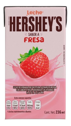 Imagen 1 de 3 de Leche Hershey's Sabor Fresa 236 Ml