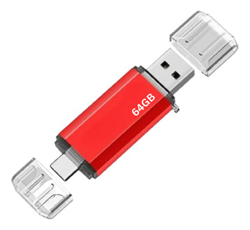Memoria Usb 2 En 1 Usb Y Tipo C 64gb 2.0 Roja