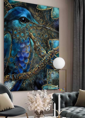 Cuadros Modernos Decorativos 0,60 X 0,40 Pájaro Azul 