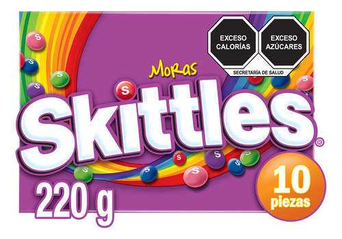 Caja De Dulces Skittles Moras Caramelo Suave Confitado 10 Pz