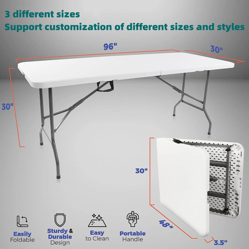 Mesa Rectangular Plegable Plástico Duro 1.80 Metros