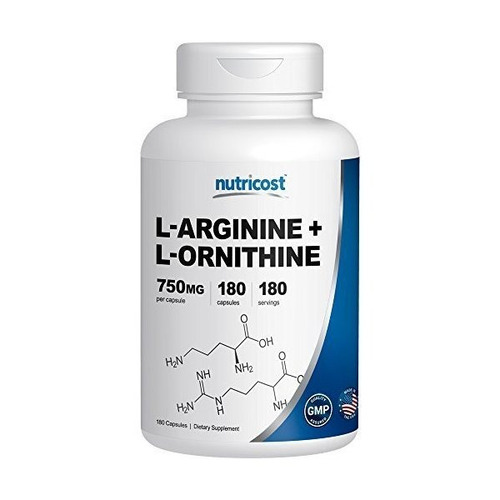 L-ornitina 750 Mg Nutricost L-arginina; 180 Cápsulas