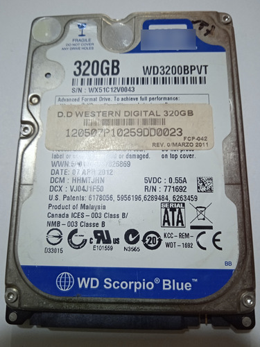 Disco Duro Western Digital 320gb 2.5