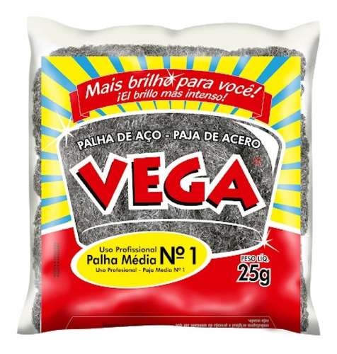 Kit Palha De Aço Número 01 Vega Steel Profissional 300 Unid.