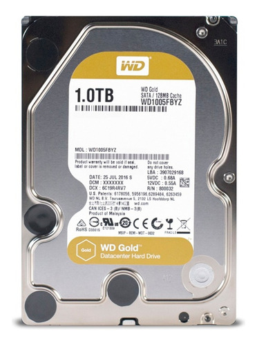 Unidad Disco Duro Hdd Wd Gold 1tb Clase Empresarial Sata Color Dorado