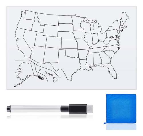 Póster De Borrado En Seco Con Mapa De Estados Unidos En Bla