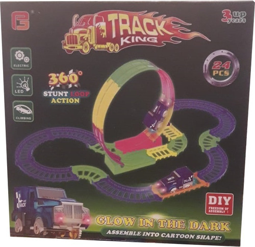 Pista Track King Con Auto Y Loop 360 24 Pzas Color Multicolor