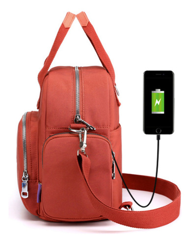 Bolsa De Moda Com Carregador Usb Portátil 2025 Cor Laranja