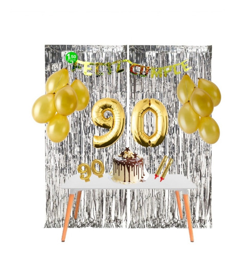 Kit Cumpleaños En Casa - Decoración Cumple Virtual - 90 Años