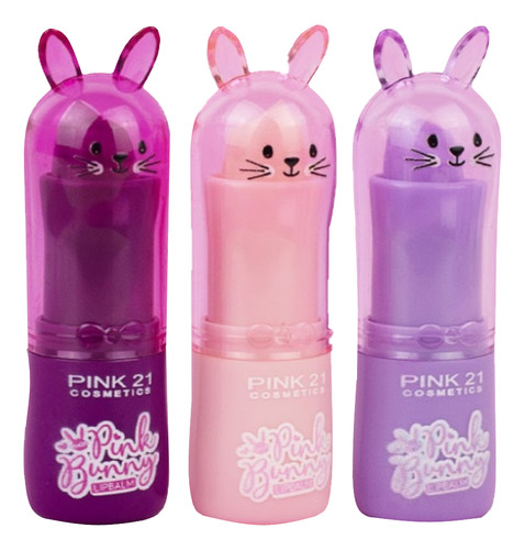 3 Lip Balm Pink Bunny Cs4183 - Kit Pink21 Atacado