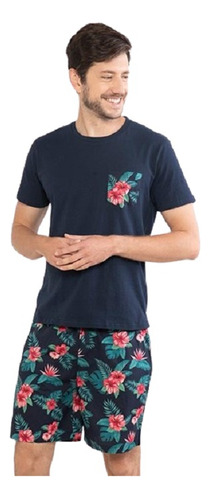 Pijama Navigata Para Hombre Corta Algodón Tropico