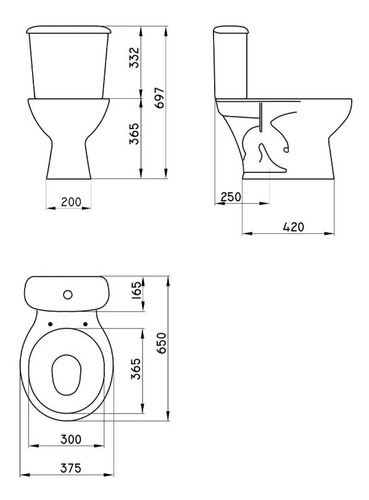 Imagen 3 de 7 de Juego Baño Inodoro Largo Mochila Dual Ferrum Andina Nuevo