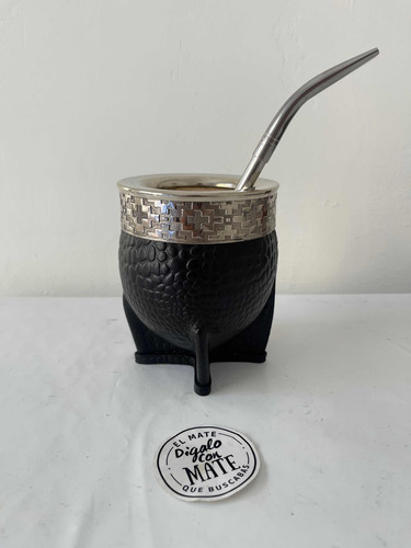 Mate Imperial Cuero Croco Alpaca Calabaza + Bombilla