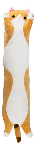 Cojín De Felpa Cilíndrico Beige Con Forma De Gato, 66 Cm