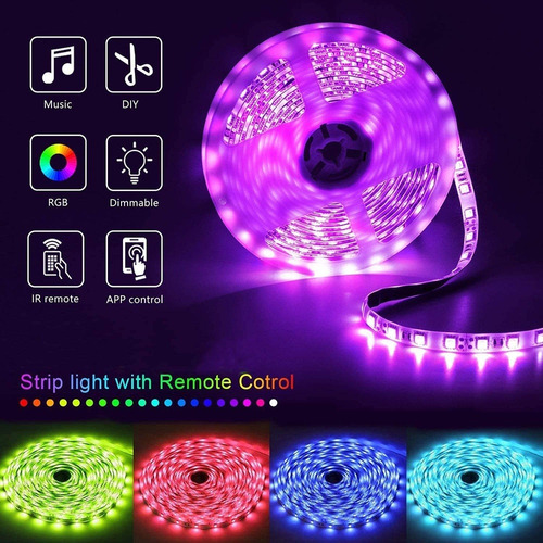 Tira De Luz Led Con Control Remoto Bluetooth De 15 Metros