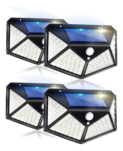 Lampara Solare Para Exterior 100led Impermeable Paquete De 4