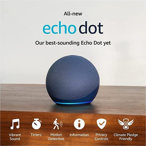 Imagen 2 de 4 de Amazon Echo Dot 5 Gen Asistente Virtual Alexa Deep Sea Blue