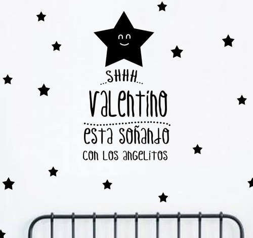 Vinilos Decorativos Frase Bebes Cuna Cama Nombre  Estrellas