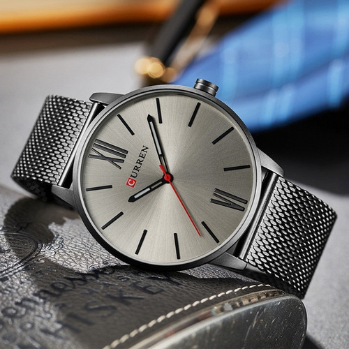 Curren 8238 Mens Casual Ultra-fino Relógio De Pulseira De Aç